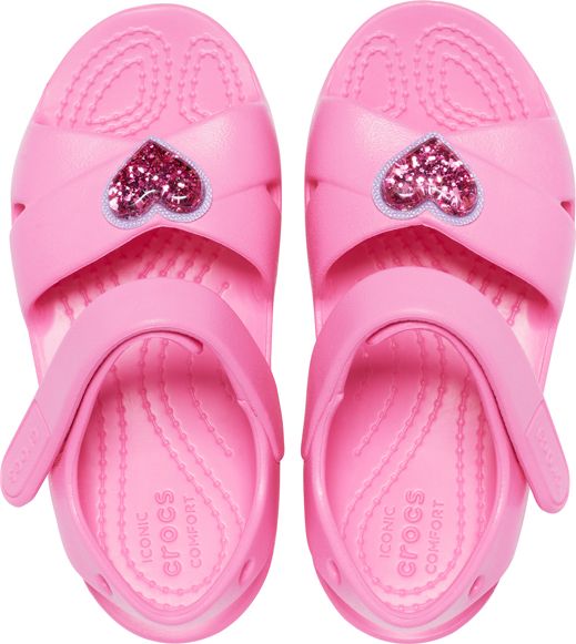 Crocs růžové dívčí sandály Classic Cross Strap Charm Sandal Pink Lemonade - 28-29 - obrázek 3