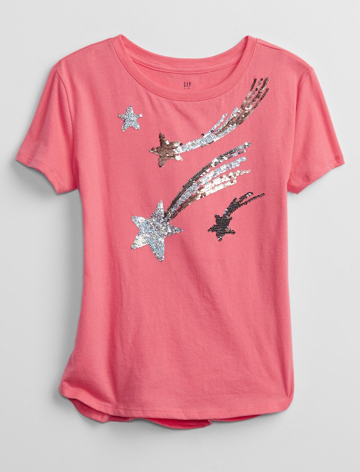 GAP růžové dětské tričko flippy sequin graphic t-shirt - XS - obrázek 1