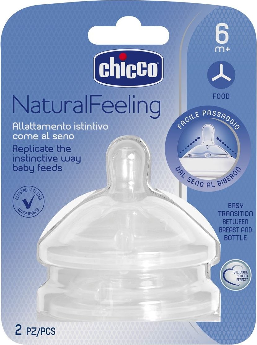 CHICCO Dudlík na láhev Natural Feeling silikon na kaši 6m+ 2 ks - obrázek 2
