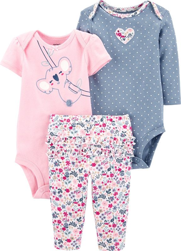 CARTER'S Set 3dílný body krátký rukáv, body dlouhý rukáv, kalhoty Koala dívka LBB PRE/vel. 46 - obrázek 1