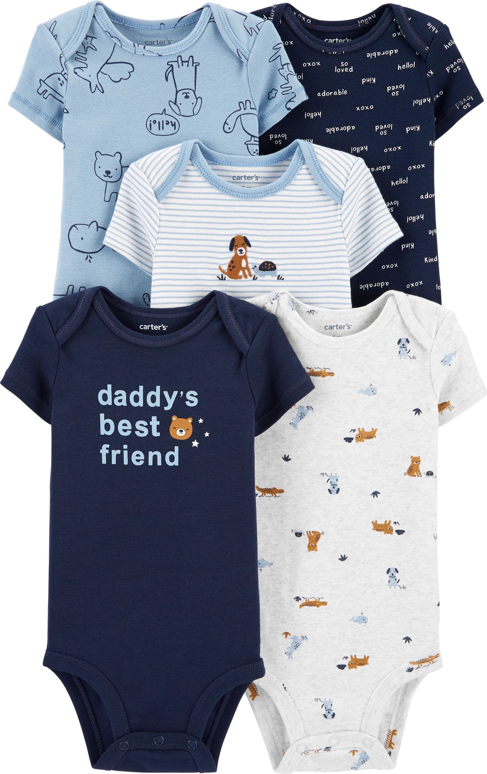 CARTER'S Body krátký rukáv Slogan Blue chlapec LBB 5 ks NB/vel. 56 - obrázek 1