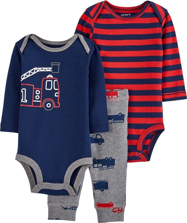 CARTER'S Set 3dílný body dlouhý rukáv 2 ks, kalhoty Firetruck chlapec LBB NB/vel. 56 - obrázek 1