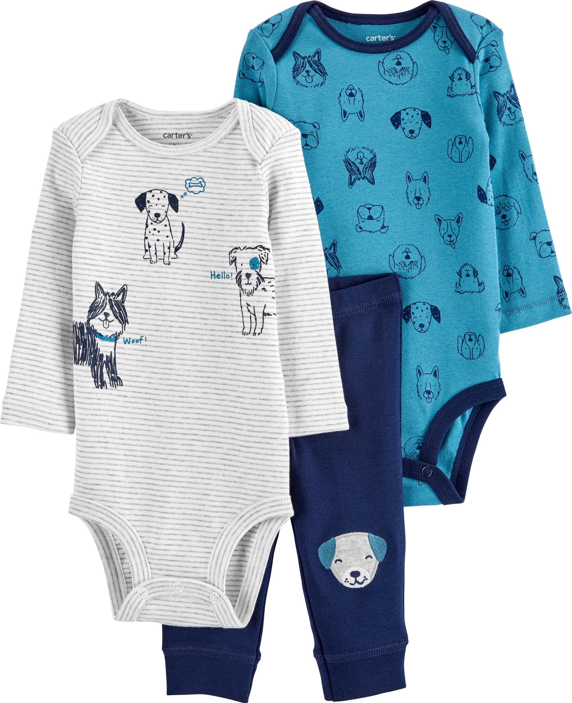 CARTER'S Set 3dílný body dlouhý rukáv 2 ks, kalhoty Dog chlapec LBB NB/vel. 56 - obrázek 1