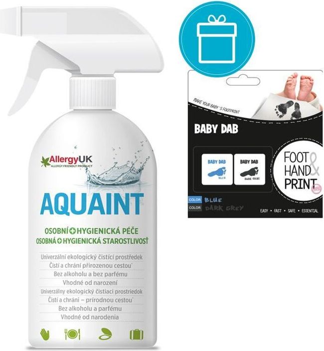 BABY DAB Barva na dětské otisky 2 ks modrá, šedá + AQUAINT 500 ml - obrázek 1