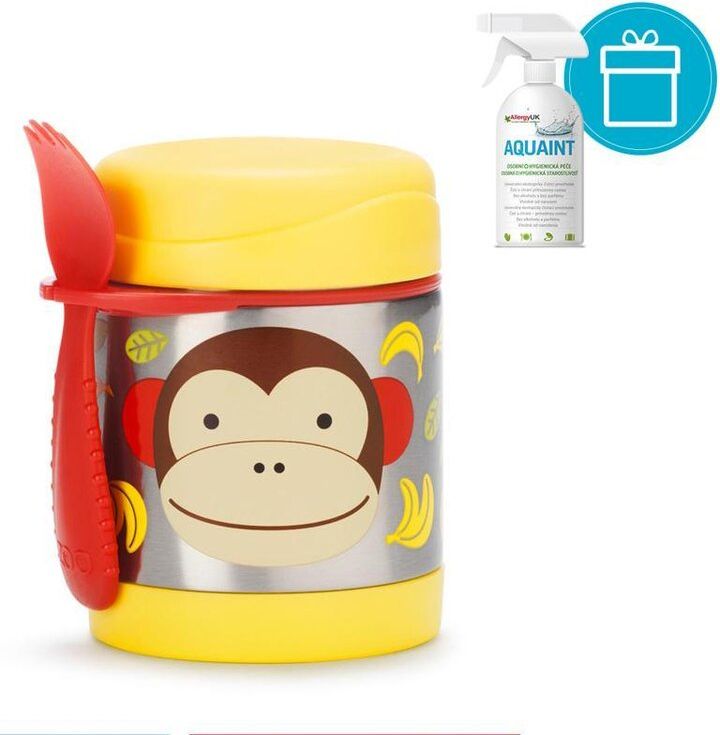SKIP HOP Zoo Termoska na jídlo se lžičko/vidličkou Opička 325 ml, 3+ + AQUAINT 500 ml - obrázek 1