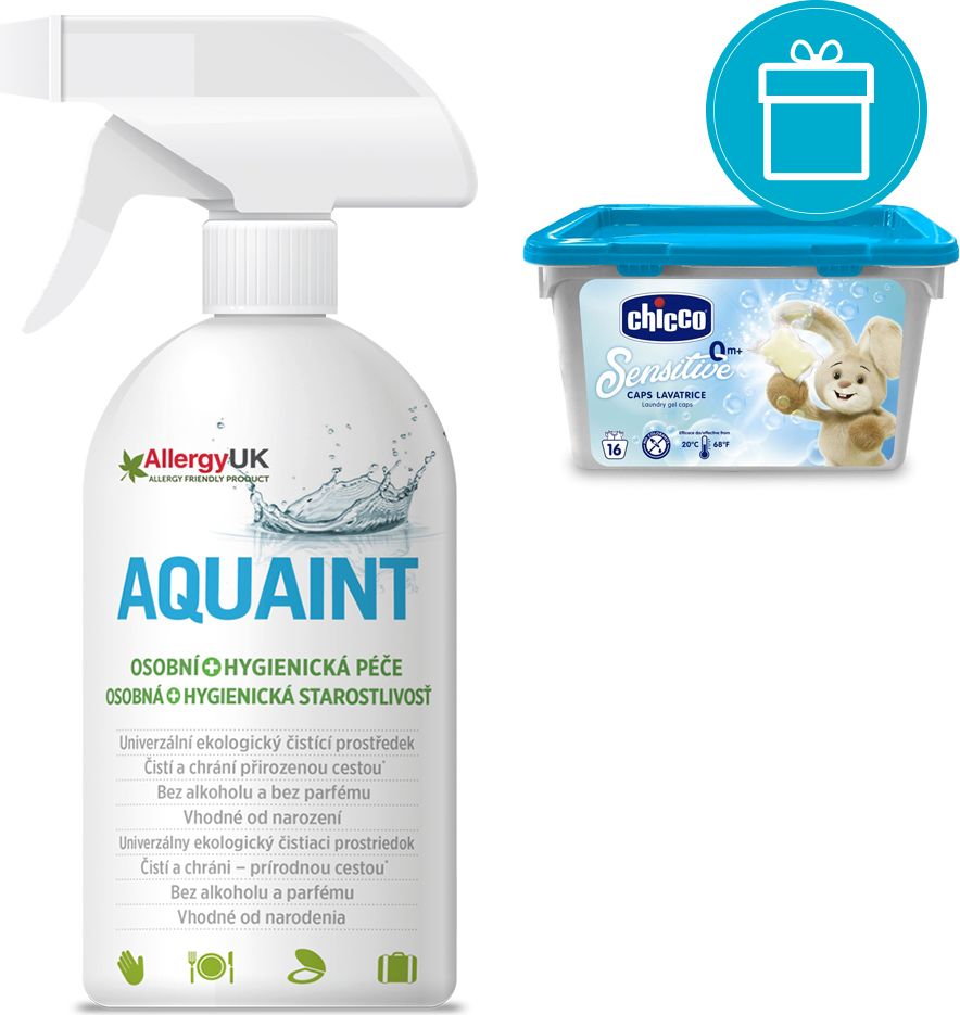 CHICCO Kapsle prací gelové Sensitive, 16 ks + AQUAINT 500 ml - obrázek 1
