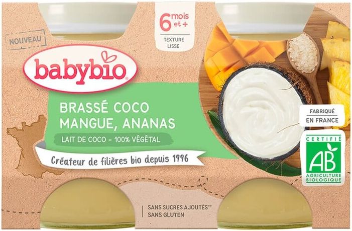 2x BABYBIO Brassé z kokosového mléka mango ananas 2x130 g - obrázek 1