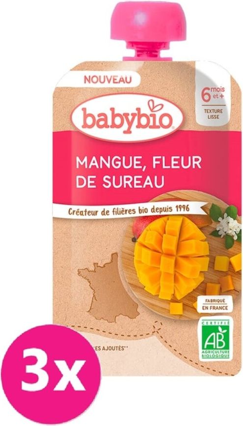 3x BABYBIO Mango bezový květ 120 g - obrázek 1