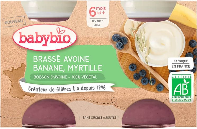 2x BABYBIO Brassé z ovesného mléka banán borůvka 2x130 g - obrázek 2