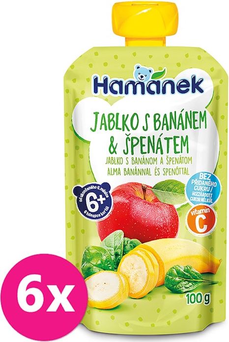 6x HAMÁNEK Kapsička Jablko banán špenát 100 g - obrázek 1