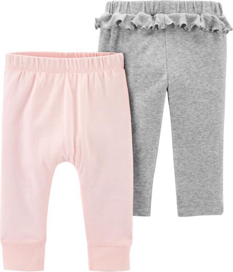 CARTER'S Kalhoty dlouhé 2 ks, šedá/růžová - 24 m/vel. 92 - obrázek 1