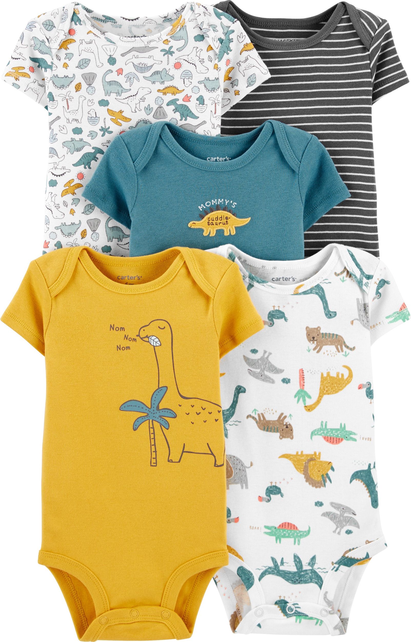 CARTER'S Body krátký rukáv Dinosaurus chlapec LBB 5 ks 6 m/vel. 68 - obrázek 1