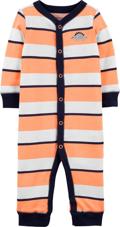 CARTER'S Overal bez nožiček na druky Sleep & Play Orange Stripes chlapec NB, vel. 56 - obrázek 1