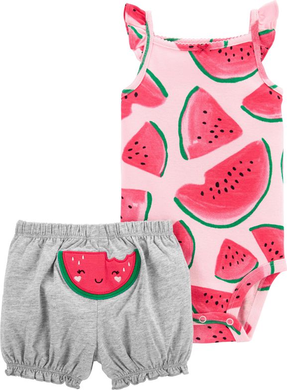 CARTER'S Set 2dílný body tílko, kalhoty kr. Pink Watermelon dívka 3 m, vel. 62 - obrázek 1