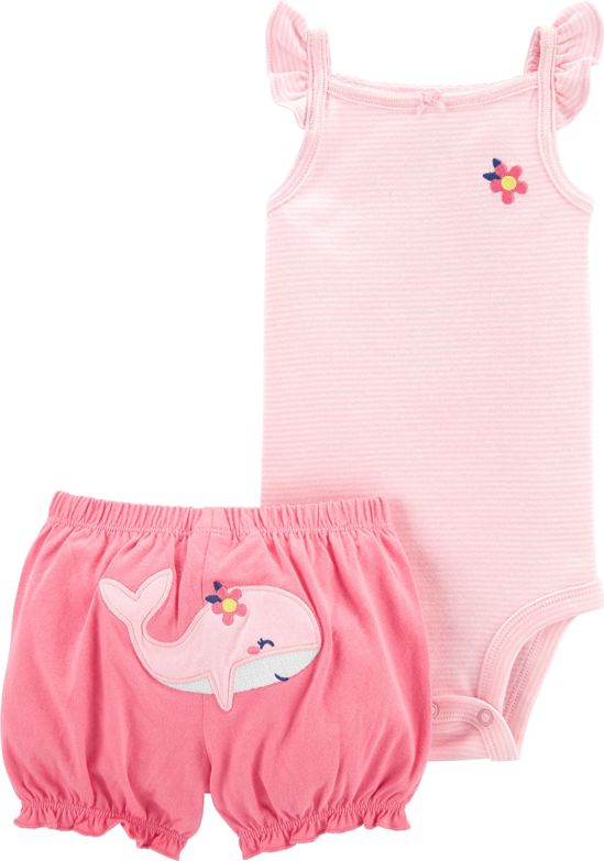 CARTER'S Set 2dílný body tílko, kalhoty kr. Pink Whale dívka 3 m, vel. 62 - obrázek 1