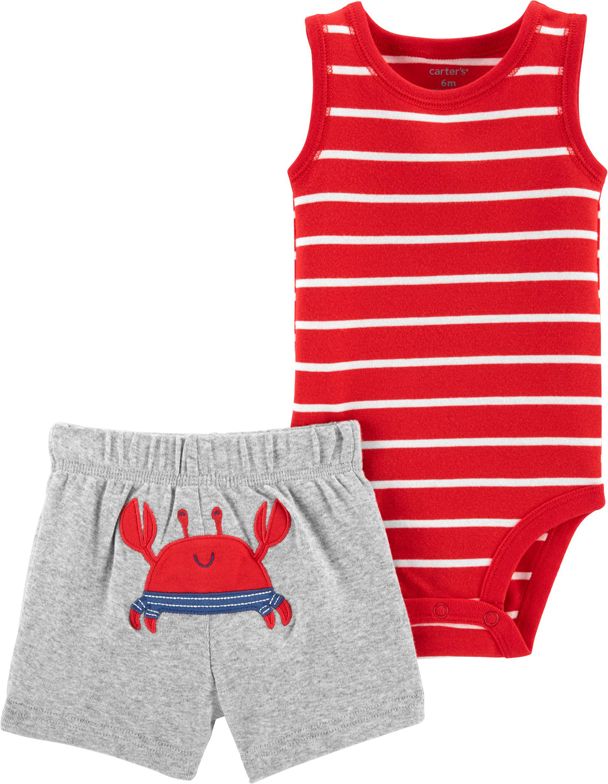 CARTER'S Set 2dílný body tílko, kalhoty kr. Red Stripe Crab chlapec 18 m, vel. 86 - obrázek 1