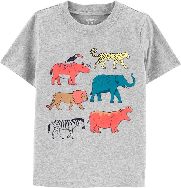 CARTER'S Tričko Grey Animals chlapec 9 m, vel. 74 - obrázek 1