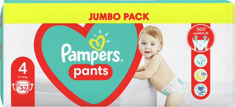 PAMPERS Plenkové kalhotky Pants vel. 4, 52 ks, 9-15 kg - obrázek 2