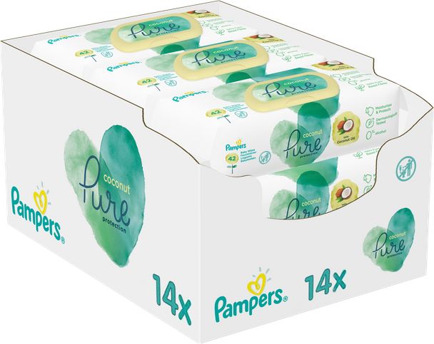 PAMPERS Dětské Čisticí Ubrousky Coconut Pure 14x42ks - obrázek 1