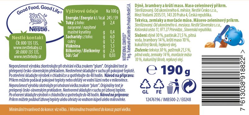 6x NESTLÉ Dýně, brambory a krůtí maso 190 g - obrázek 2