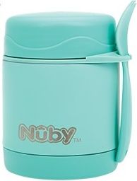 NUBY Termoska nerezová s lyžička/vidličkou 325ml 24m + zelená - obrázek 1