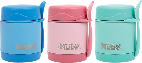 NUBY Termoska nerezová s lyžička/vidličkou 325ml 24m + zelená - obrázek 2