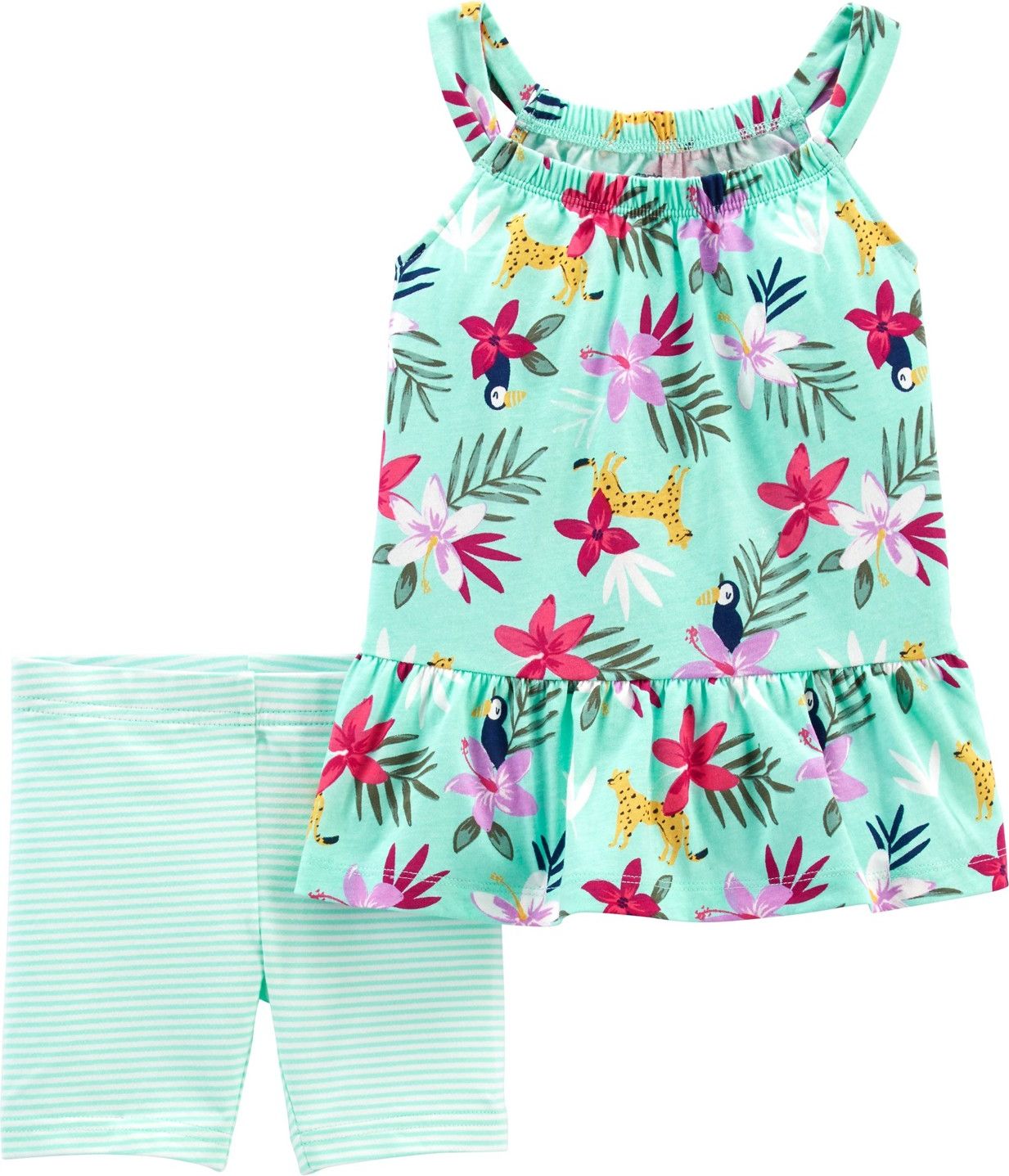 CARTER'S Set 2dílný tunika, legíny kr. Turquoise Floral dívka 9 m, vel. 74 - obrázek 1