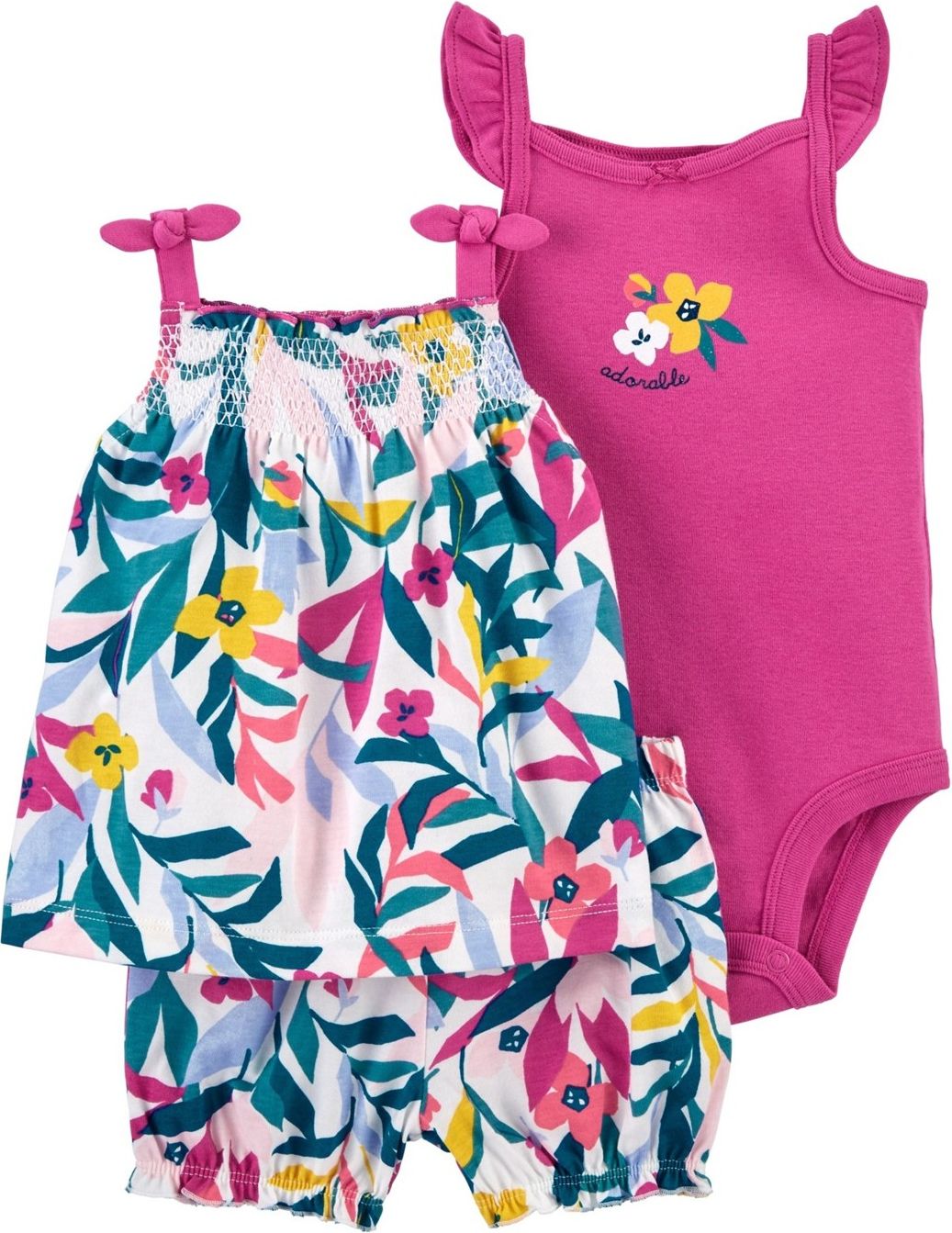 CARTER'S Set 3dílný body tílko, tunika, kalhoty kr. Multi Floral dívka 6 m, vel. 68 - obrázek 1