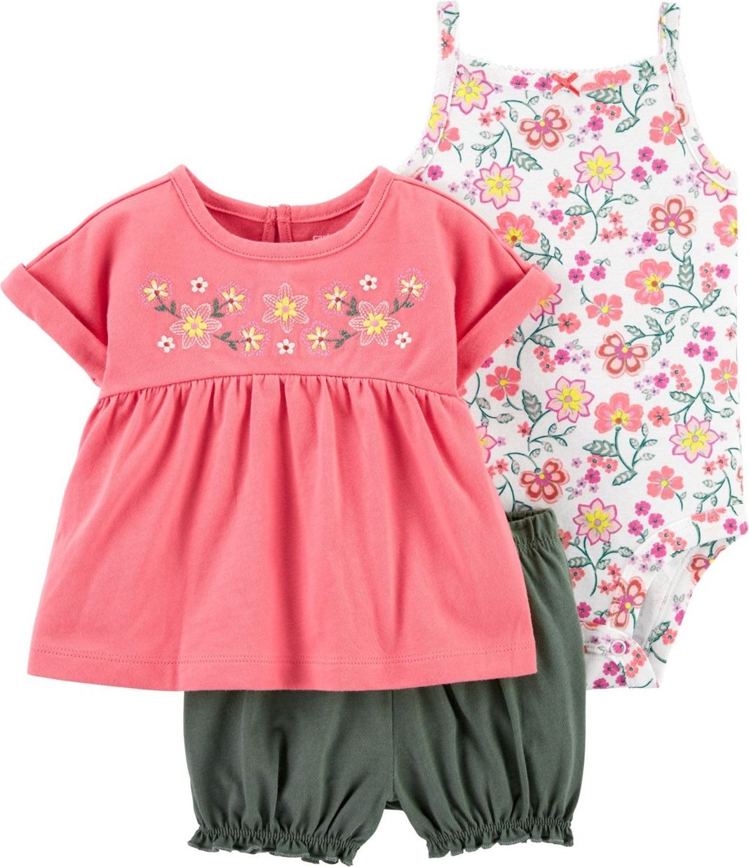 CARTER'S Set 3dílný body tílko, tunika, kalhoty kr. Pink dívka NB, vel. 56 - obrázek 1