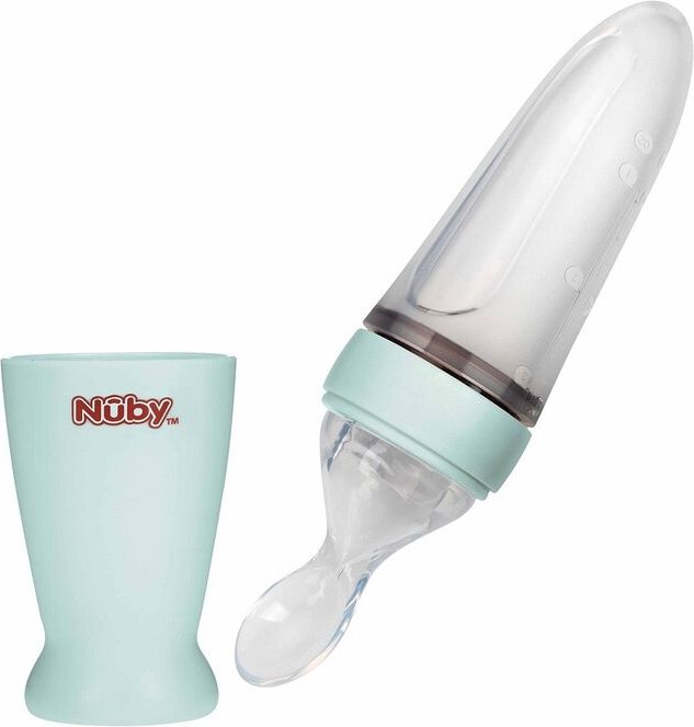NUBY Krmítko silikonové 90 ml 3m + zelené - obrázek 1