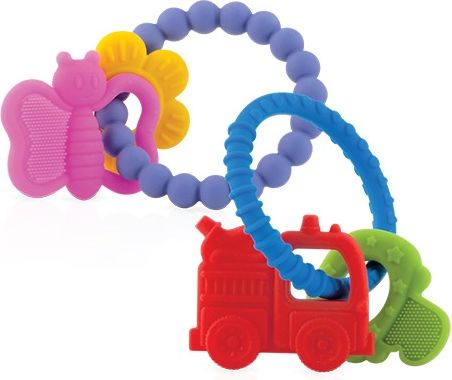 NUBY Kousátko silikonový kroužek 0m + auto - obrázek 2