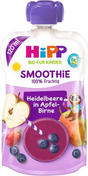3x HiPP BIO Smoothie Jablko-Hruška-Borůvky, 100 g – ovocný příkrm - obrázek 2