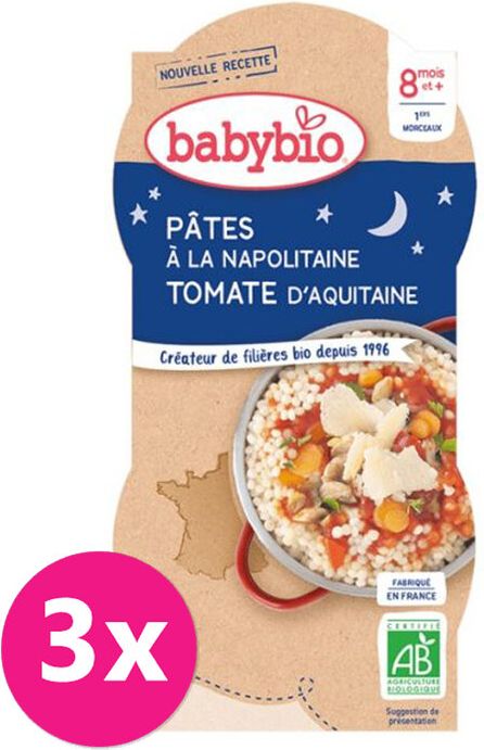 3x BABYBIO Večerní menu Neapolské těstoviny 2 x 200 g - obrázek 1