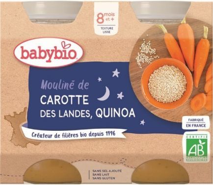 3x BABYBIO Večerní menu mrkvové mouliné a quinoa 2 x 200 g - obrázek 2
