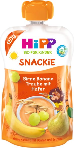 3x HiPP HiPPiS BIO Sport Hruška-Banán-Bílé hrozno-Oves 120 g – ovocný příkrm - obrázek 2