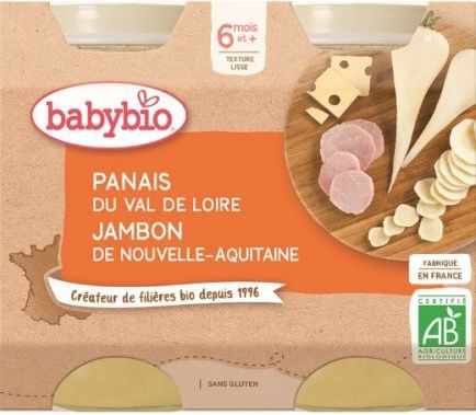 3x BABYBIO Příkrm pastinák šunka gruyere - maso-zeleninový příkrm (2x200 g) - obrázek 2