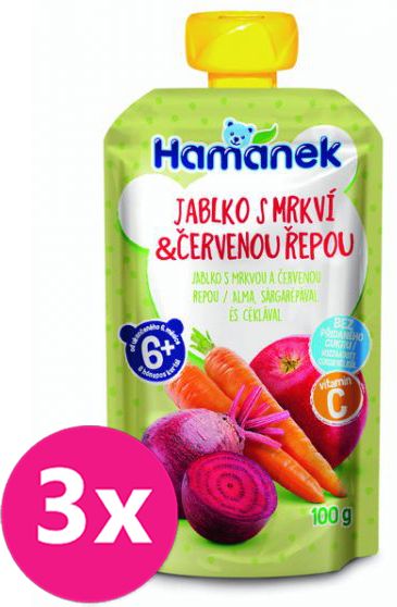 3x HAMÁNEK Jablko s mrkví & červenou řepou 100 g - obrázek 1