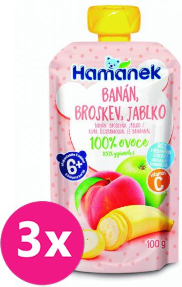 3x HAMÁNEK Banán, broskev, jablko 100 g - obrázek 1