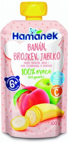 3x HAMÁNEK Banán, broskev, jablko 100 g - obrázek 2