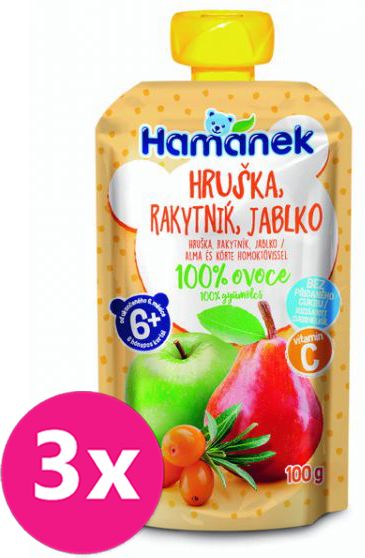 3x HAMÁNEK Hruška, rakytník, jablko 100 g - obrázek 1