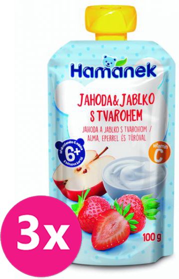 3x HAMÁNEK Jahoda & jablko s tvarohem 100 g - obrázek 1