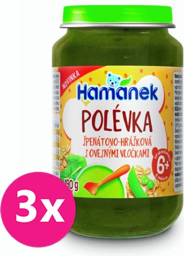 3x HAMÁNEK Polévka špenátovo-hrášková s ovesnými vločkami 190 g - obrázek 1