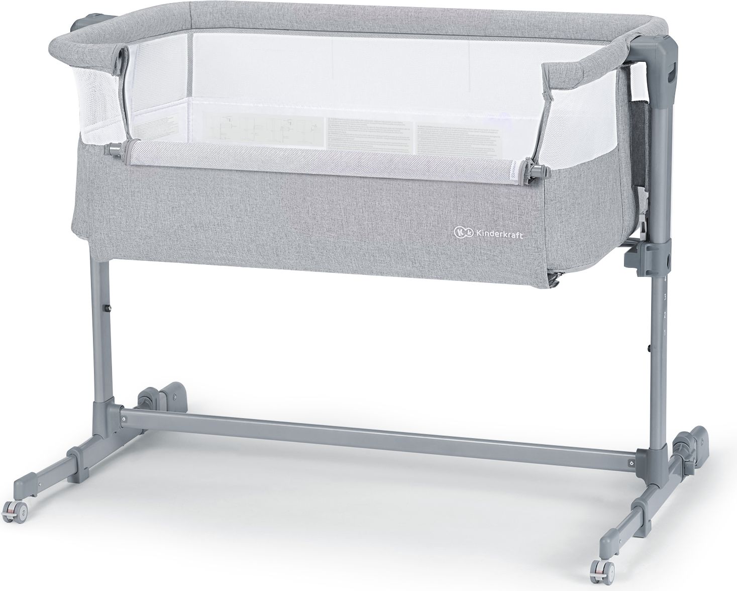 KINDERKRAFT Postýlka dětská polohovatelná Neste Air Grey - obrázek 2