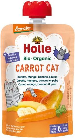 3x HOLLE Carrot Cat Bio pyré mrkev mango banán hruška 100 g (6+) - obrázek 2