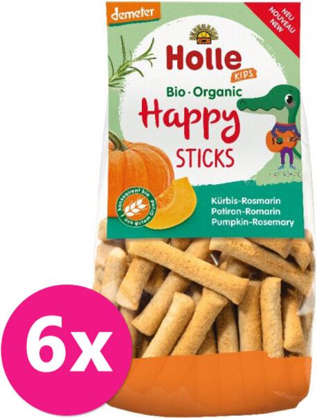 6x HOLLE Dětské Bio Happy tyčinky dýně-rozmarýn, 100 g (3+) - obrázek 1