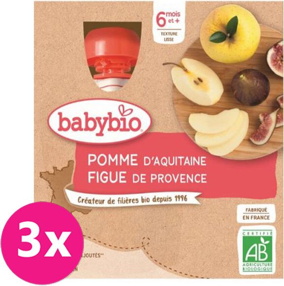 3x BABYBIO Jablko fík 4x90 g – ovocný příkrm - obrázek 1