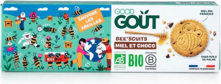 GOOD GOUT BIO Bee´scuits, sušenky s medem a kousky čokolády 100 g - obrázek 1