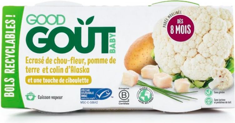 2x GOOD GOUT BIO Treska pestrá s květákem a brambůrky 190 g - obrázek 1