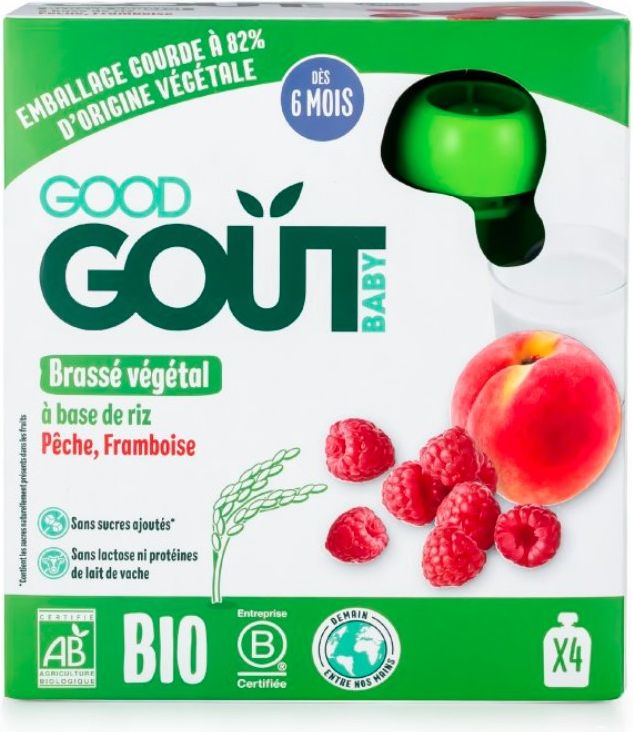 GOOD GOUT BIO Rýžový dezert s broskví a malinou 4x85 g - obrázek 1