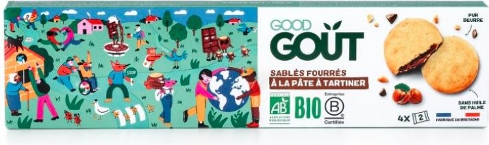 GOOD GOUT BIO Sušenky máslové plněné lískooříškovým krémem 100 g - obrázek 1